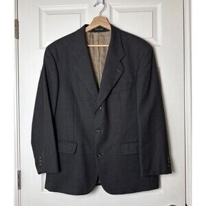 Vintage Lorenzo Latini 100%Virgin Wool Gray Plaid Blazer Sport Coat Men's 40S